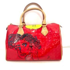 Red Arcadia Custom Pop Art Hand Painted Handbag Satchel Purse